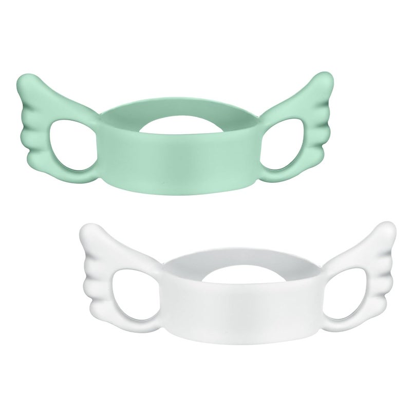 Aolso Silicone Baby Bottle Handles - 2PCS Easy Grip Handles for Wide-Neck Bottles (Green/White) - Image 1